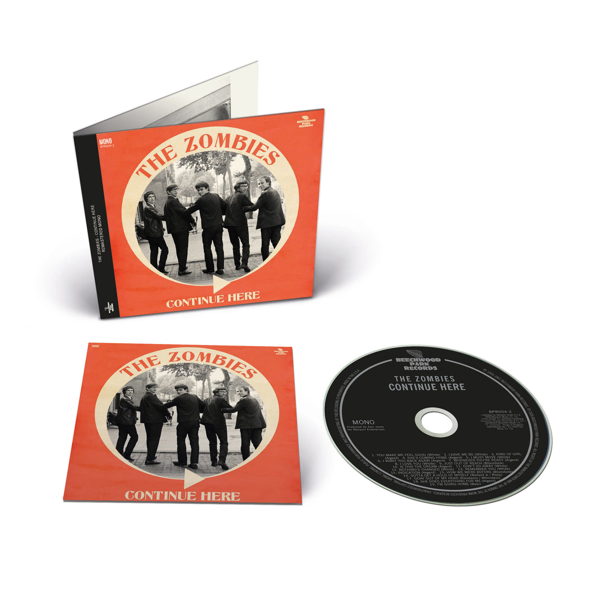 The Zombies 'Continue Here' CD album shown with its orange jewel case.